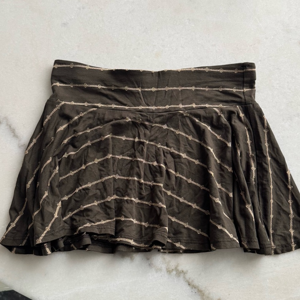 AQUA Striped Brown Women's Skirt